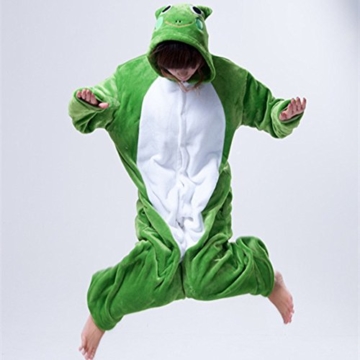 Misslight Einhorn Pyjama Damen Jumpsuits Tieroutfit Tierkostüme Schlafanzug Tier Sleepsuit mit Einhorn Kostüme festival tauglich Erwachsene (XL, Frosch) - 3