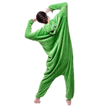 Misslight Einhorn Pyjama Damen Jumpsuits Tieroutfit Tierkostüme Schlafanzug Tier Sleepsuit mit Einhorn Kostüme festival tauglich Erwachsene (XL, Frosch) - 6
