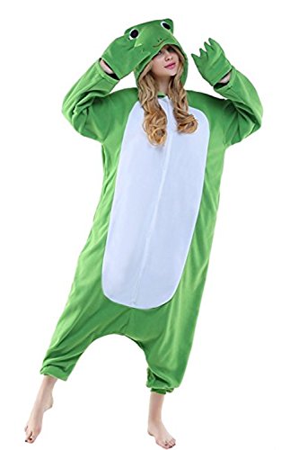 Mystery&Melody Erwachsenen Frosch Pyjamas Overall Halloween Kostüm Unisex Tier Schlafanzug Cosplay Overall Pyjamas - 3