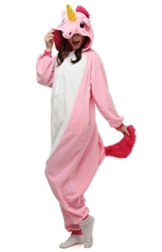 Pyjamas Damen Einhorn Pegasus Erwachsene Unisex Animal Cosplay Overall Pajamas Anime Schlafanzug Jumpsuits Spielanzug Kostüme Rose - 1
