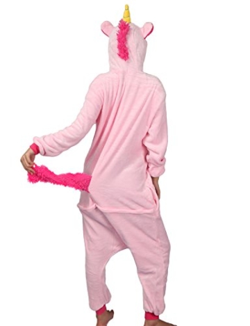 Tier Karton Kostüm Einhorn PyjamaTierkostüme Jumpsuit Erwachsene Schlafanzug Unisex Cosplay L(Höhe162-175CM) Pink - 4