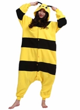 ULEEMARK Jumpsuit Onesie Tier Karton Fasching Halloween Kostüm Sleepsuit Cosplay Overall Pyjama Schlafanzug Erwachsene Unisex Lounge Kigurumi Gelb Biene for Höhe 140-187CM - 1