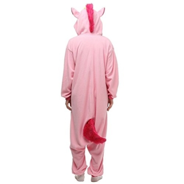 Unicsex Süß Einhorn Overall Pyjama Jumpsuit Kostüme Schlafanzug Für Kinder / Erwachsene (S, Rosa) - 4