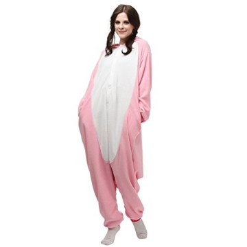 Unicsex Süß Tier Overall Pyjama Jumpsuit Kostüme Schlafanzug Für Kinder / Erwachsene (S, Rosa Einhorn) - 2