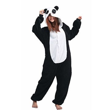Unicsex Süß Tier Overall Pyjama Jumpsuit Kostüme Schlafanzug Für Kinder / Erwachsene (M, Panda) - 1