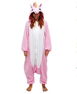 Unisex Einhorn Kostüm Pyjamas Tier Schlafanzug Karton Jumpsuit Nachthemd Erwachsene Fasching Cosplay Overall (XL für 178-187CM, Rosa) - 1