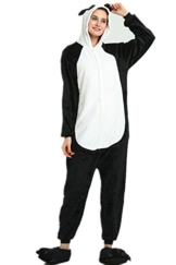 VineCrown Damen Schlafanzug Tier Pyjamas Overall Cosplay Strampelanzüge Nachthemden Kleid Karikatur Neuheit Jumpsuit Kostüme für Erwachsene Kinder Weihnachten Karneval (S for 150CM- 160CM, Panda) - 1