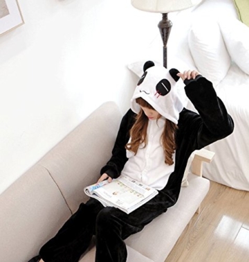 Z-Chen Herren Damen Jumpsuit Schlafanzug Tierkostüm für Halloween Karneval Fasching, Panda, Gr.XL (Körpergröße 178-188cm) - 4