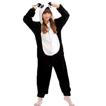 Z-Chen Herren Damen Jumpsuit Schlafanzug Tierkostüm für Halloween Karneval Fasching, Panda, Gr.XL (Körpergröße 178-188cm) - 1