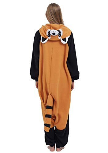 Jumpsuit Onesie Tier Karton Kigurumi Fasching Halloween Kostüm Lounge Sleepsuit Cosplay Overall Pyjama Schlafanzug Erwachsene Unisex Rot Panda for Höhe 140-187CM - 6