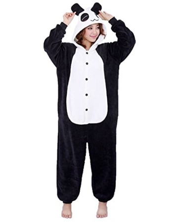 Kenmont Jumpsuit Tier Cartoon Einhorn Pyjama Overall Kostüm Sleepsuit Cosplay Animal Sleepwear für Kinder/Erwachsene (Medium, Cute Panda) - 2