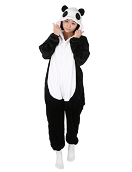 LATH.PIN Panda Karneval Kostüme Pyjama Tieroutfit Tierkostüme Schlafanzug Tier OneSize Sleepsuit mit Kapuze Erwachsene Unisex Fleece-Overall Kostüm - 1