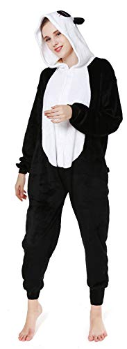 Lelike Panda Kostüm Damen Jumpsuit Kuschelig Herren Schlafanzug Pyjama Tier Faschings Kostüm für Erwachsense L - 2