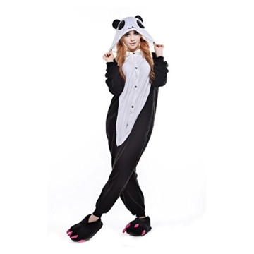 LPATTERN Unisex-Erwachsene Cosplay Pyjamas Onesie  Tier Kostüm Schlafanzug Jumpsuit für Halloween Karneval, Panda, X-Large (Korpergröße 178-188CM) - 1