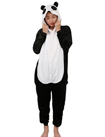 Mescara Einhorn Kostüm Pyjama Jumpsuit Cosplay Schalfanzug Festliche Anzug Flanell Tierkostüm Kartonkostüm Tierschalfanzug (L/EU38, Panda-2) - 2