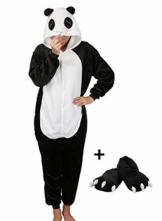 Mescara Einhorn Pyjama Kostüm Jumpsuit Cosplay Schalfanzug mit Kapuze Flanell Karton Erwachsene Unisex  (Panda mit Schuhe, S: für Höhe 142-155CM) - 1