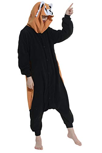 Unisex Kigurumi Jumpsuit Tier Pyjamas Kostüm Fasching Onesie Damen Herren Karneval Cosplay Nachtwäsche, Rot Panda - 3