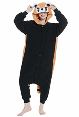 Unisex Kigurumi Jumpsuit Tier Pyjamas Kostüm Fasching Onesie Damen Herren Karneval Cosplay Nachtwäsche, Rot Panda - 1