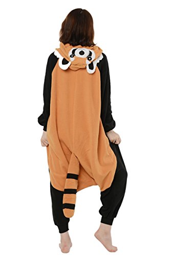 Unisex Kigurumi Jumpsuit Tier Pyjamas Kostüm Fasching Onesie Damen Herren Karneval Cosplay Nachtwäsche, Rot Panda - 4