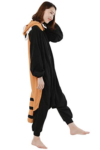 Unisex Kigurumi Jumpsuit Tier Pyjamas Kostüm Fasching Onesie Damen Herren Karneval Cosplay Nachtwäsche, Rot Panda - 5