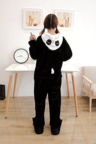 Z-Chen Herren Damen Jumpsuit Schlafanzug Tierkostüm für Halloween Karneval Fasching, Panda, Gr.S (Körpergröße 148-158cm) - 3