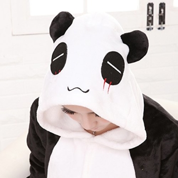 Z-Chen Herren Damen Jumpsuit Schlafanzug Tierkostüm für Halloween Karneval Fasching, Panda, Gr.S (Körpergröße 148-158cm) - 5