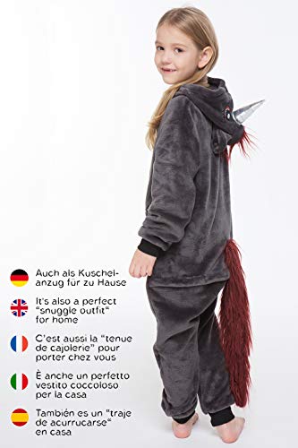 corimori 1851 Ruby Punk-Einhorn Kinder Jungen Mädchen Onesie Jumpsuit Anzug Kostüm Verkleidung (Gr. 90-110cm) Schwarz - 6