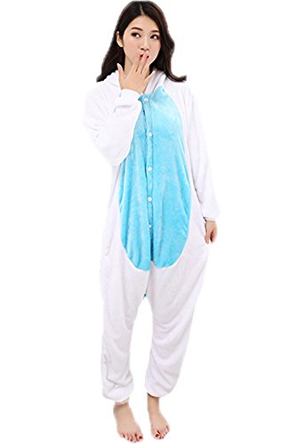 Einhorn Pyjamas Jumpsuit Kostüm Tier Schlafanzug Cosplay Karneval Fasching (Einhorn), Blau, Gr. S: für Höhe 148-157 - 3