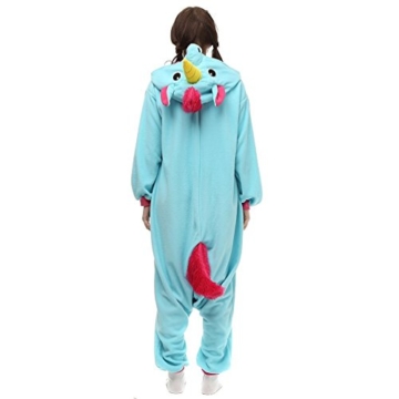 Unicsex Süß Einhorn Overall Pyjama Jumpsuit Kostüme Schlafanzug Für Kinder / Erwachsene (S, Blau) - 5