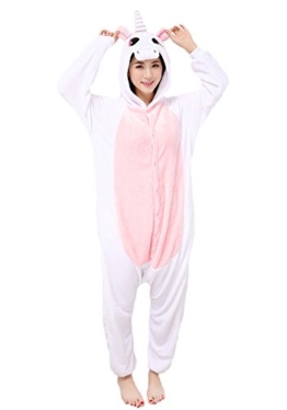 Einhorn Pyjamas Jumpsuit Kostüm Tier Schlafanzug Cosplay Karneval Fasching (Einhorn), Pink, Gr. S: für Höhe 148-157 - 1