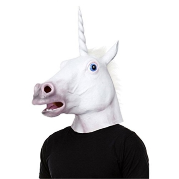 JRing Einhorn Kopf Maske Latex Pferd für Kostüm Fancy Dress Party Halloween, Creepy Adult Einhorn Kopf Latex Gummi Maske (Einhorn) - 3