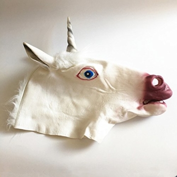 Tinksky Pferd Einhorn Maske Latex Halloween Kostüm Maske für Erwachsene und Kinder Tier Kopf Maske - 2