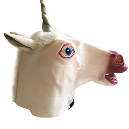 Tinksky Pferd Einhorn Maske Latex Halloween Kostüm Maske für Erwachsene und Kinder Tier Kopf Maske - 1